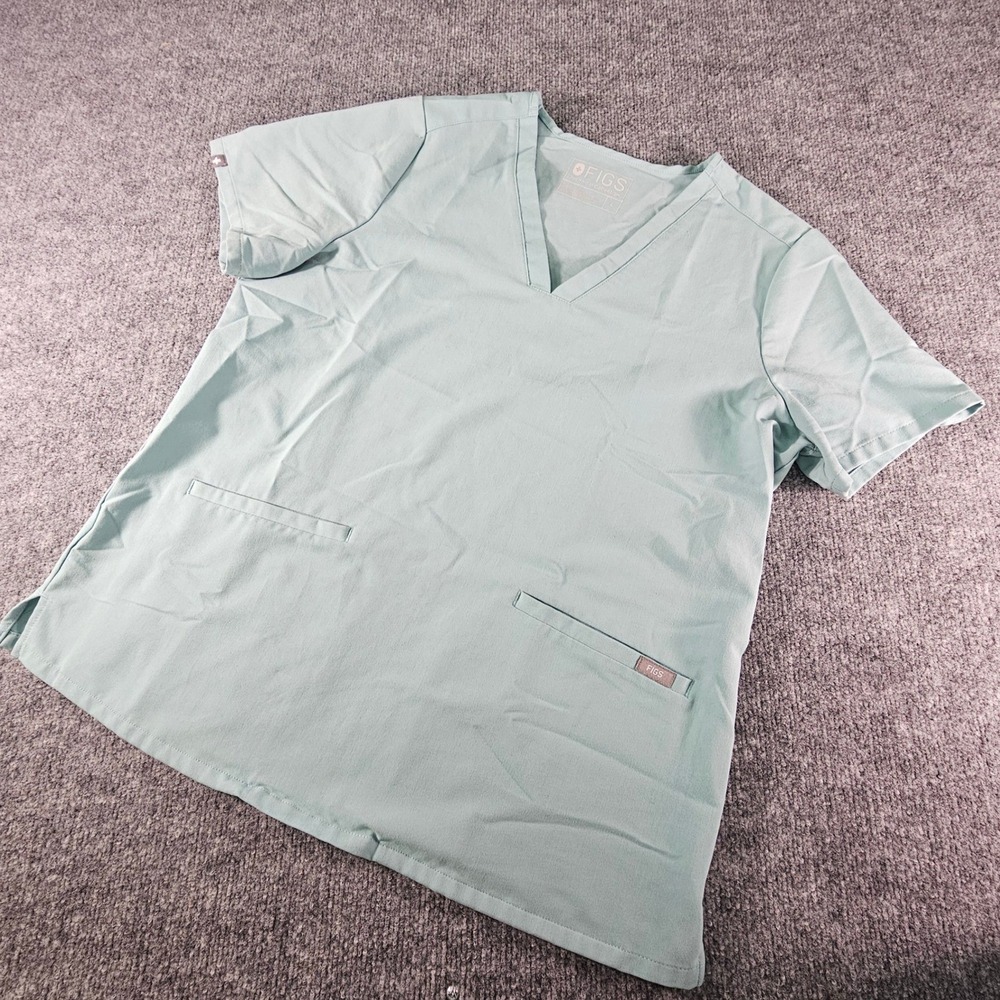FIGS Technical Collection‎ Scrub Top Women's L Teal V-Neck Short Sleeve FW1100